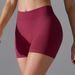 Cross-Border Seamless Knitted Solid Color Tight Peach Hip V-Waist Yoga Sports Running Fitness Three-Point Shorts For_desvips.com