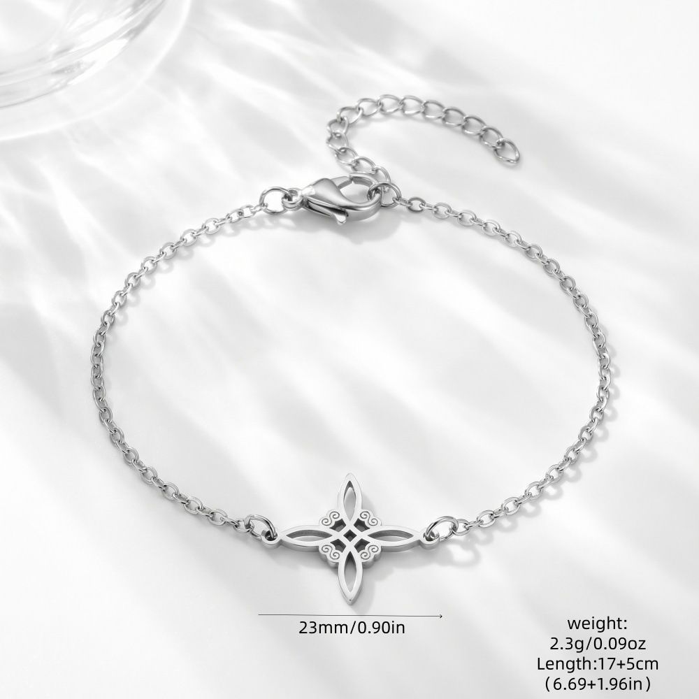 New Women's Bracelet With Double-layer Chain, Stacked Pentagram Bracelet, Vintage Mysterious Star Array Witch Knot_desvips.com