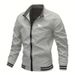 Men's Slim Fit Zip-up Striped Ribbed Collar/Cuffs, Lightweight Casual Bomber Jacket For Men, Stylish Versatile Outerwear_desvips.com