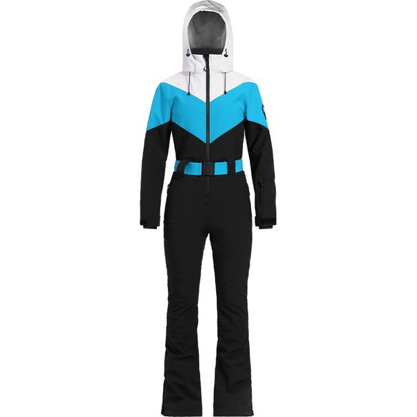 New One-Piece Suit For Women, Slim Fit, Waist-Cinching, Windproof, Waterproof, Warm, Hooded Ski Jacket And Pants Set_desvips.com