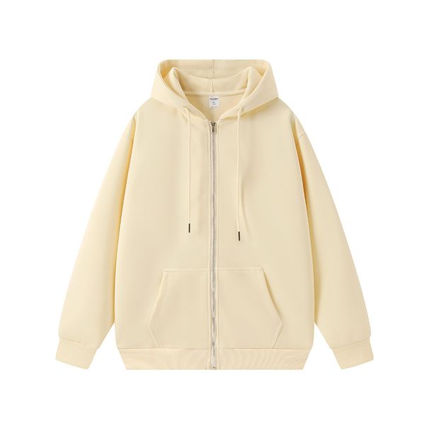2024 Spring Autumn Cardigan Sweatshirt American Style Couple's Versatile Solid Color Trendy Brand Hooded Jacket_desvips.com