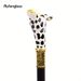 Ceramic White Black Giraffe Head Metal Fashion Walking Stick Decorative Party Walking Cane Crosier Performance Stage Cane 95cm_desvips.com