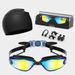 Adult Swimming Goggles HD Waterproof And Anti-fog Electroplating Swimming Glasses Silicone Swimming Cap Nose Clip Earplug Set_desvips.com
