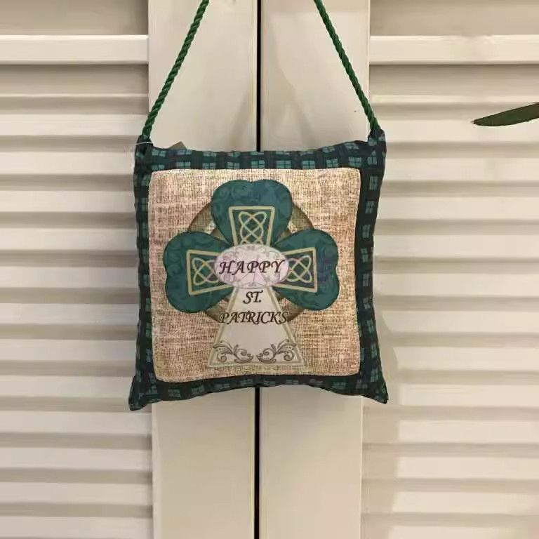 St. Patrick's Day Shamrock Small Hanging Bag Bar Fabric Decoration Supplies_desvips.com