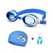 Children's outdoor swimming goggles suit Pu cloth dolphin swimming cap nose clip earplugs waterproof anti-fog swimming goggles three-piece set_desvips.com