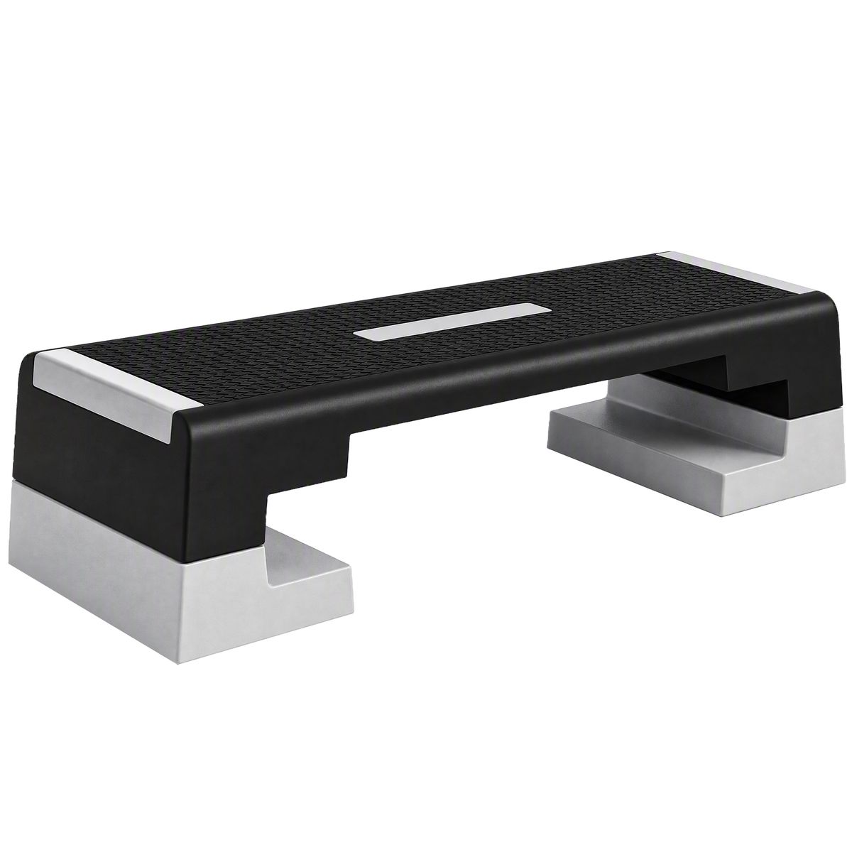 Stepper Ad Altezza Regolabile Con Gradini Rimovibili E Fondo Antiscivolo, In ABS, 97x36x15/20/25 Cm, Grigio_desvips.com
