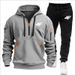 Men's Sports Suit Zipper Hood Multi-Pocket And Jogging Pants Casual Sportswear Autumn Winter 2-Piece Set_desvips.com