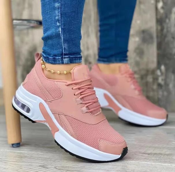 New Wedge Platform Sneakers Fashion Plus Size Casual Sports Women Lace-up Mesh Breathable Vulcanized Shoes XF0263_desvips.com