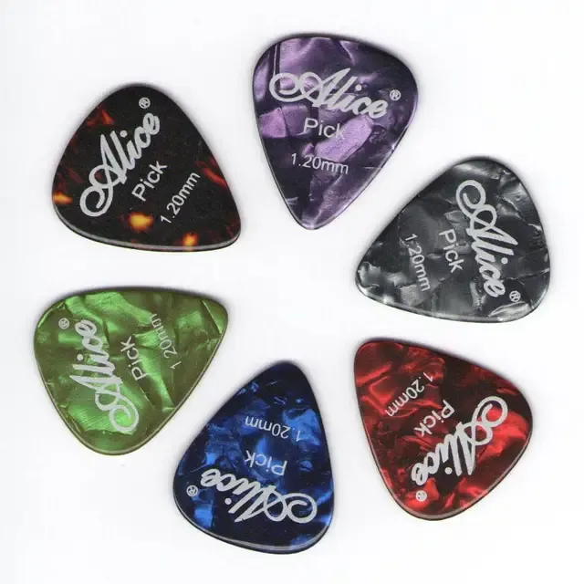 6pcs Alice Guitar Picks Celluloid Mediator Thickness 0.46 0.71 0.81 0.96 1.20 1.50 Mm Electric Acoustic Accessories_desvips.com