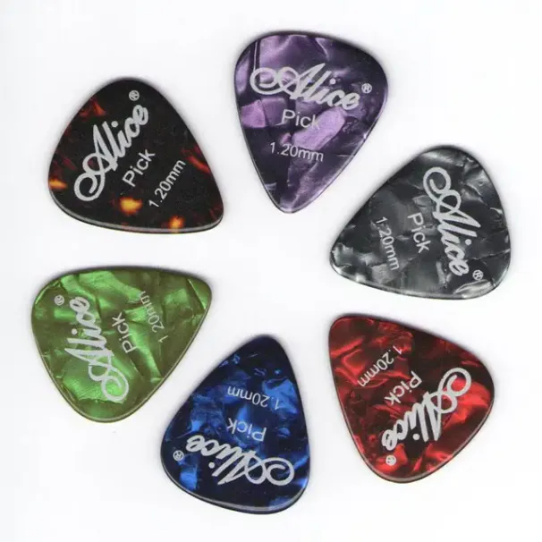 6pcs Alice Guitar Picks Celluloid Mediator Thickness 0.46 0.71 0.81 0.96 1.20 1.50 Mm Electric Acoustic Accessories_desvips.com