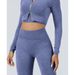 In Stock European And American Style Autumn Winter Tight Sports Bra Top Seamless Pants Fitness Long Sleeve Yoga Outfit_desvips.com