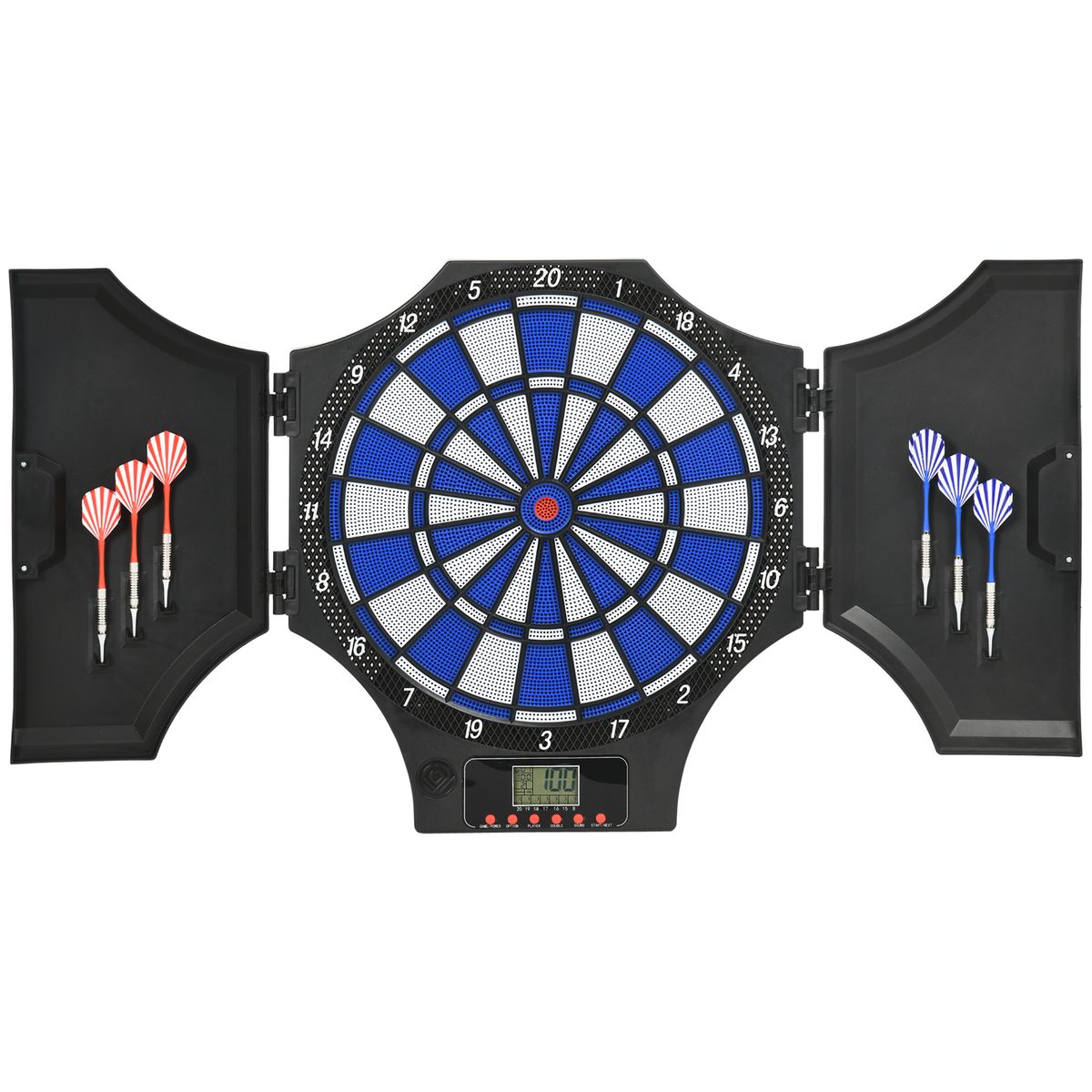 Diana Electrónica Plegable Con 31 Juegos Para 8 Jugadores Con 6 Dardos Y 6 Puntas De Repuesto Pantalla LCD 83x45cm_desvips.com