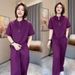 Ice Silk Casual Sportswear For Women, 2025 Summer New Stylish Slimming Short-sleeve Top And Wide-leg Pants Two-piece Set_desvips.com