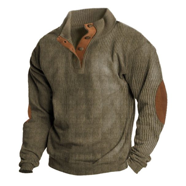 Autumn Winter New Men's Outdoor Jacket Corduroy Casual Stand Collar Long Sleeve Sweatshirt_desvips.com