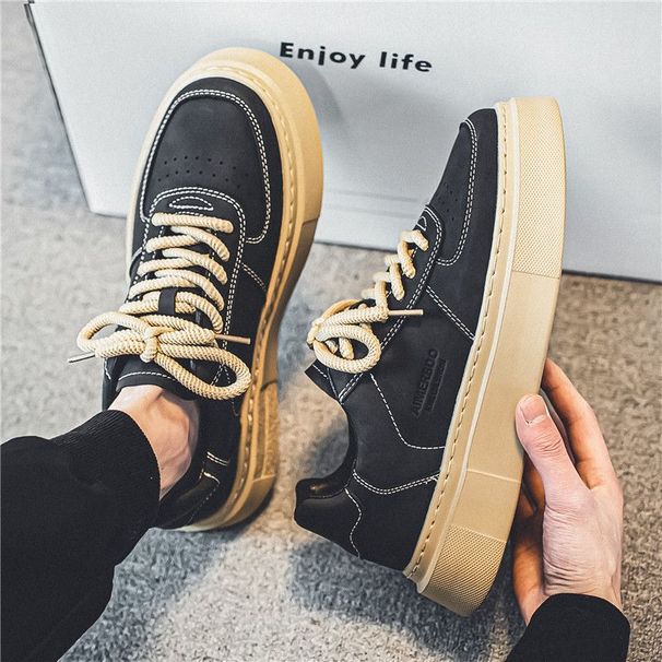 Men's 2024 New Autumn Work Board Men's Thick Soled Casual Sports Anti Slip Wear-resistant Labor Protection Trendy Shoes_desvips.com