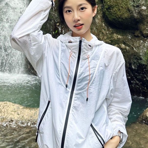 Clothing For Women Summer 2025 New UV Outdoor Cycling Loose Hooded Sun Protection Top Thin Jacket_desvips.com