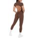 New Cross-Border European And American Style Tight-Fitting Backless Hollow Short-Sleeve Long-Pants Jumpsuit For Sports_desvips.com