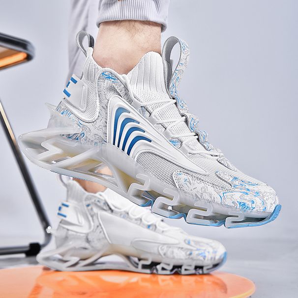 Men’s Shoes Breathable Shark Blade Men's Shoes Plus Size Sneakers Shock Absorbing TPU Sole Fly Woven Men's Basketball Shoes_desvips.com