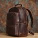 NASVA Genuine Leather Vintage Men's Backpack Laptop Schoolbag Outdoor Camping Office Commuter Bag_desvips.com