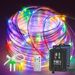 ICRGB Solar Rope Lights, 66FT 200LED With 1800mAh Battery, IP67 Waterproof Outdoor Decorative Lighting With 8 Modes And Timer Function For Trampoline,_desvips.com