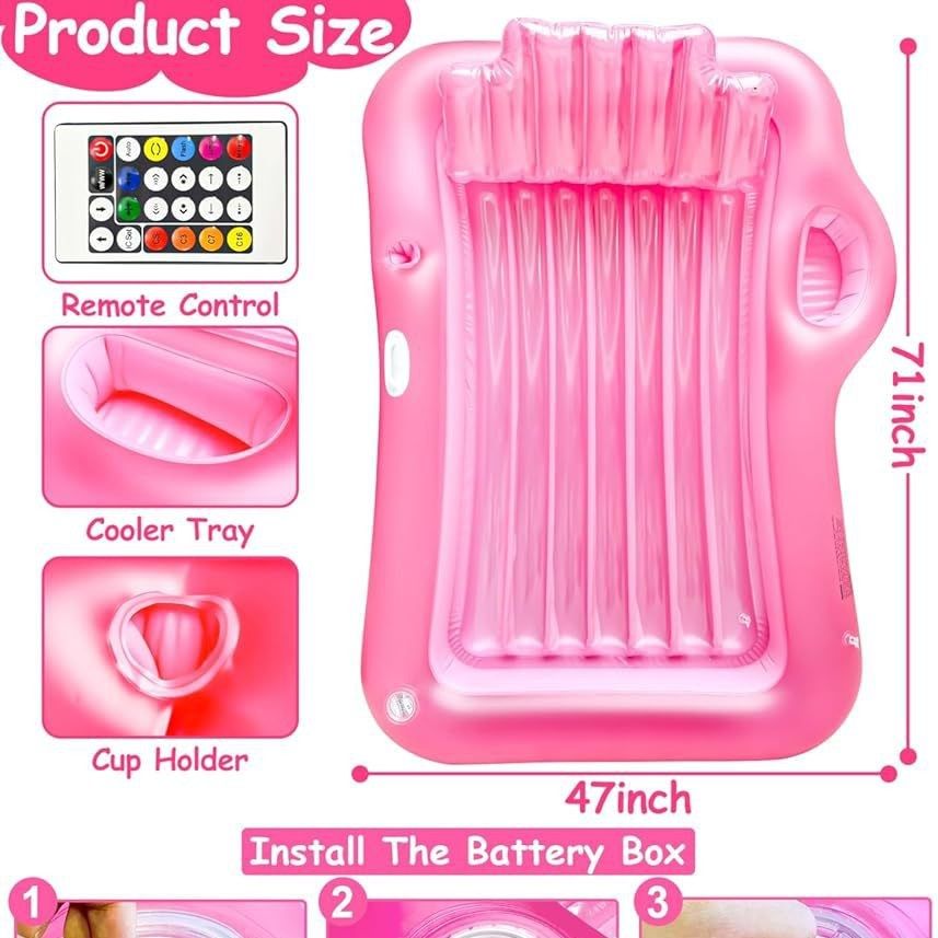 Swimming Pool Water Luminous Inflatable Floating Row Backrest Floating Bed Lounge Chair Outdoor Water Spray Tanning Pool Floating Row_desvips.com