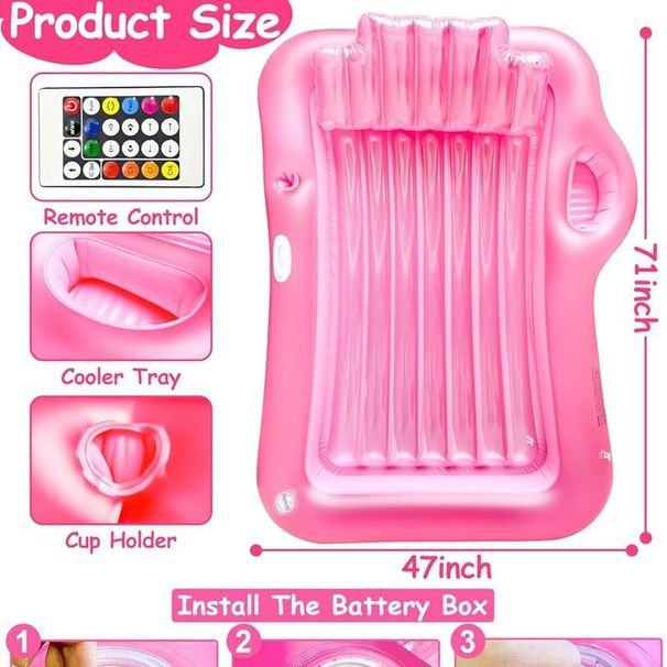 Swimming Pool Water Luminous Inflatable Floating Row Backrest Floating Bed Lounge Chair Outdoor Water Spray Tanning Pool Floating Row_desvips.com