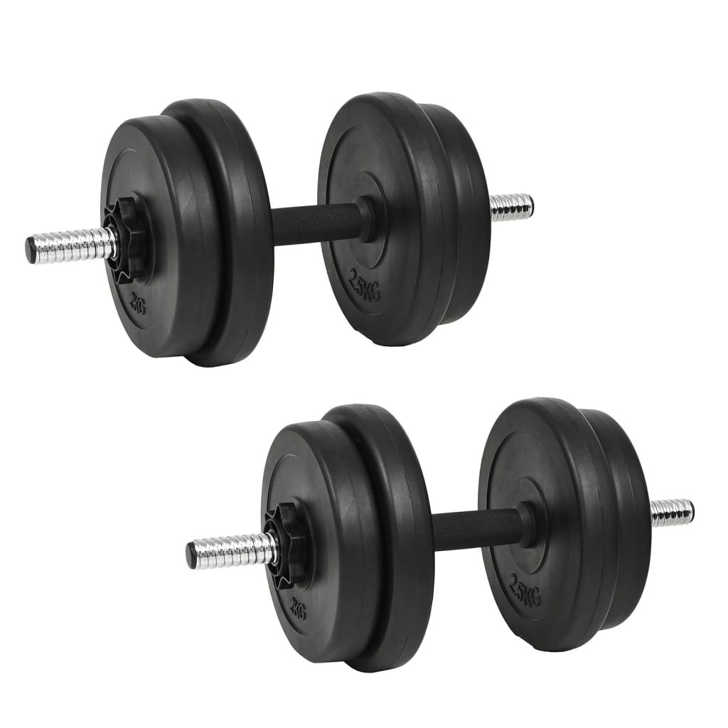 Black Ergonomic Dumbbell Set - Total Weight 30 Kg - Non-Slip Plastic-Coated Bars - Quiet And Durable - Easy Identification With Embossed Weight_desvips.com