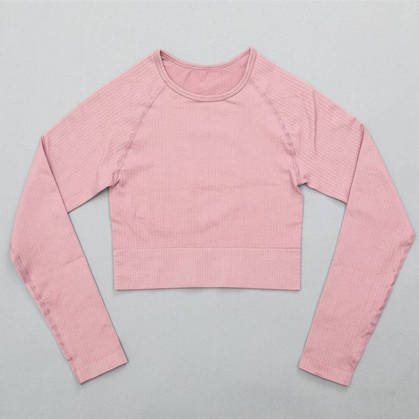 Plus Size Seamless Knitted Yoga Suit High Waist Spring Summer Fitness Sports Set Long Sleeve Hip Lifting For Women European American Style_desvips.com