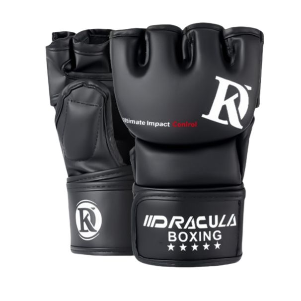 1 Pair Half-Finger Premium PU Thickened Inner Lining Muay Thai Fitness Gloves Boxing Training Accessories_desvips.com
