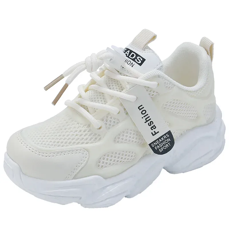 Big Girls Mesh Design White Sneakers For Children's Platform Littlesprouts Sports Toddler Youth Running Shoes Trainers_desvips.com