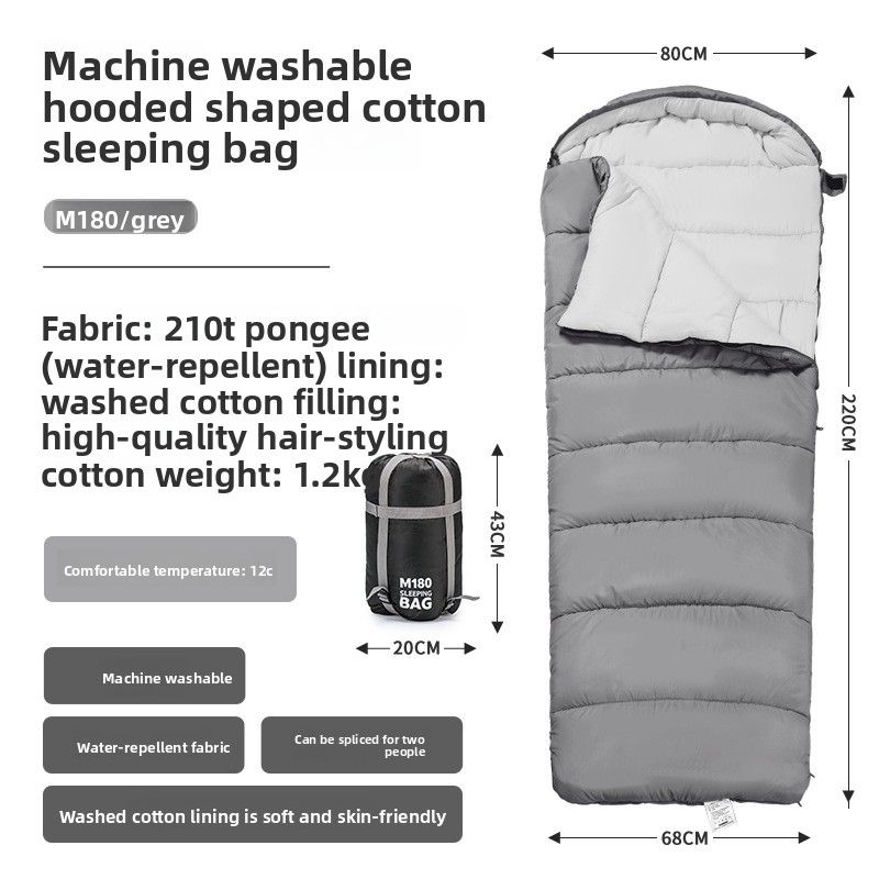 Machine Washable Cotton Envelope Four Seasons Outdoor Camping Travel Splicable Sleeping Bag Hotel Dirt-Proof_desvips.com