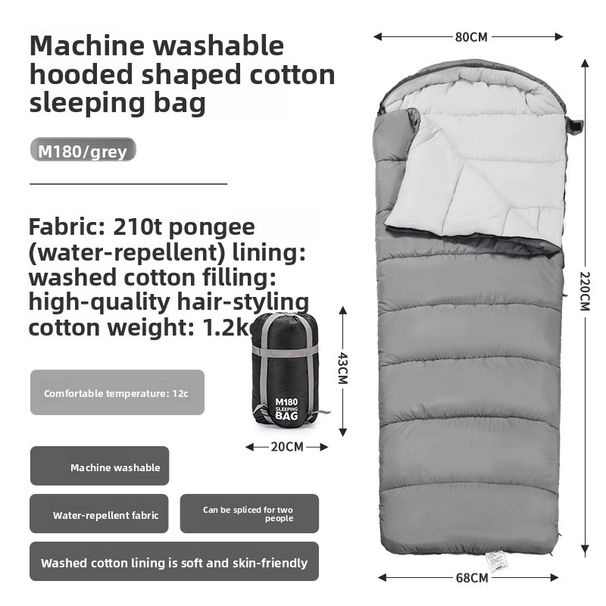 Machine Washable Cotton Envelope Four Seasons Outdoor Camping Travel Splicable Sleeping Bag Hotel Dirt-Proof_desvips.com