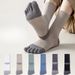 6 Pairs Men Winter Simple Comfortable Mid Length Anti Odor Toe Fashionable Versatile Five Finger Socks_desvips.com