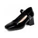 Square Toe High Heels For Women 2025 Spring New One-Strap Mary Jane Simple Elegant Patent Leather Shallow Mouth Single_desvips.com