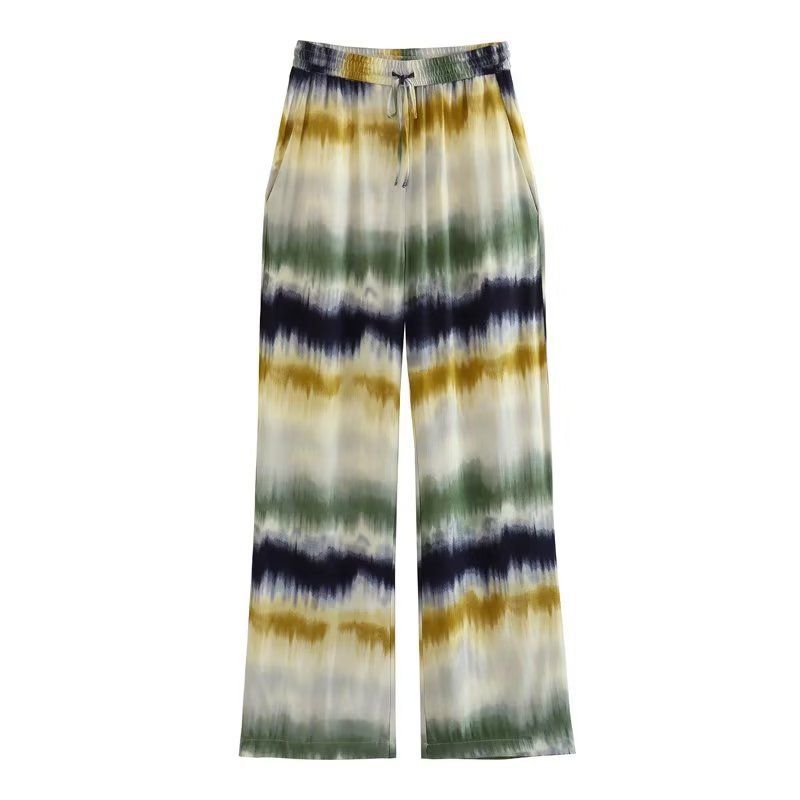 Women's tie-dye blouse + tie-dye pants straight pant suit_desvips.com