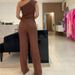 Women's solid color oblique collar striped elastic slim fit knitted sweater and pants suit for women_desvips.com