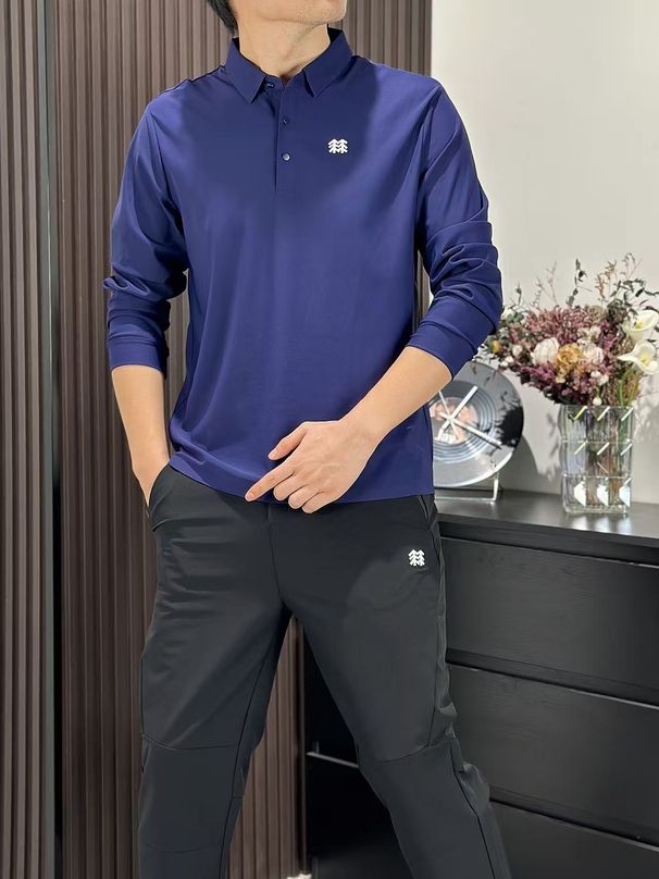 New Business Casual Simple Men's Top Commuting Outdoor Sports Traceless Integrated Polo Shirt Long Sleeves_desvips.com