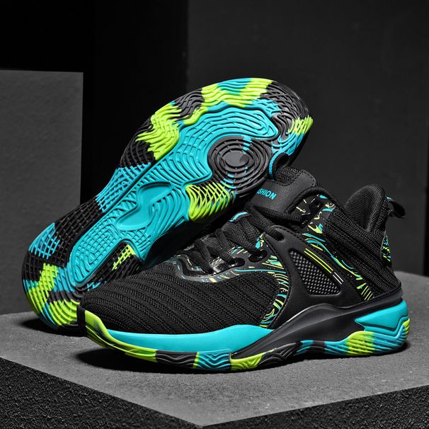 Men's women's new elastic with anti slip and wear-resistant mesh, breathable high top sports fly woven mesh basketball_desvips.com