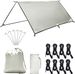 Square Multi-Purpose Camping Tarp - Waterproof & UV Protective Sun Shelter With Silver-Coated Ground Mat_desvips.com