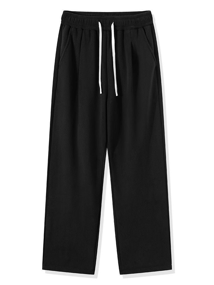 Winter Men's Sweatpants Korean Fashion Thick Warm Fleece Wide Leg Straight Loose Track Pants Male Casual Thermal Velvet_desvips.com