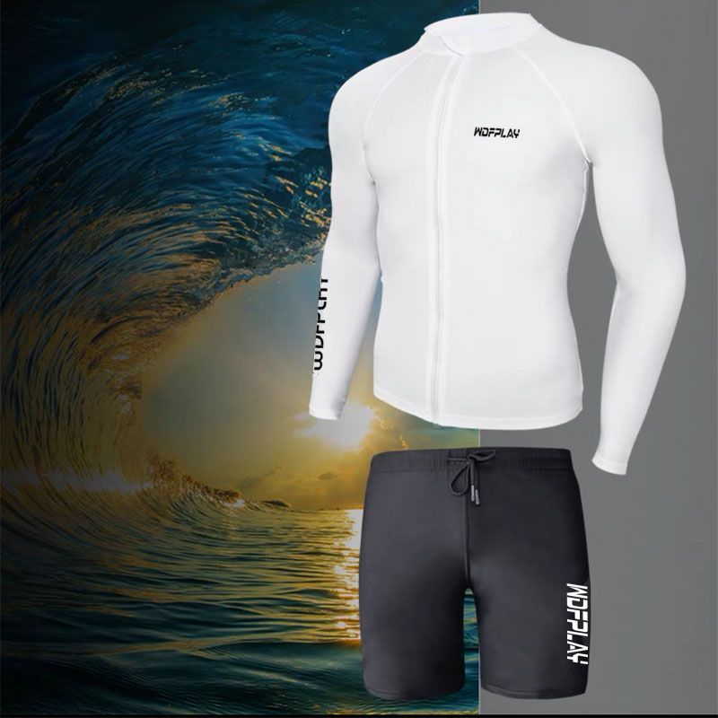 Korean New Style Two-Piece Diving Quick-Dry Sun Protection Men's Sleeve Long Pants Jellyfish Swimsuit Plus Size Surfing_desvips.com