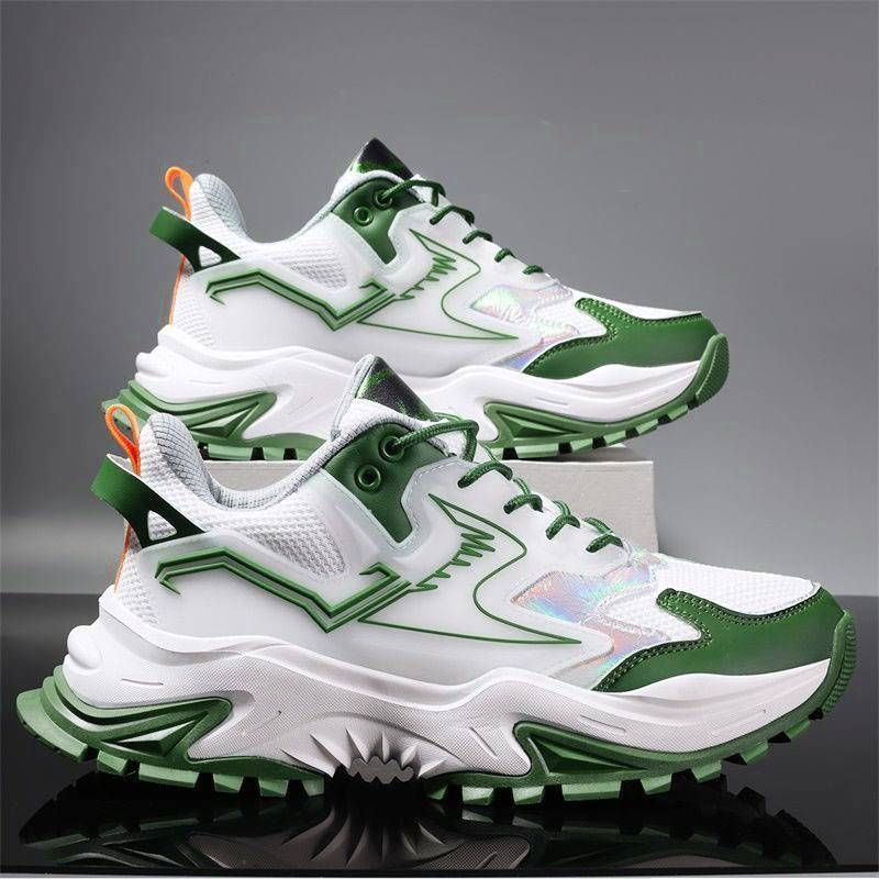 Men's Summer Thick-soled Casual Sports With Front Laces Fashionable Mesh Breathable Color Matching Shoes_desvips.com