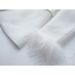 Women's Clothing Autumn and Winter Satin Collar Spliced Blazer Feather Decoration Dress Suit Straight leg Pants Two piece Set_desvips.com