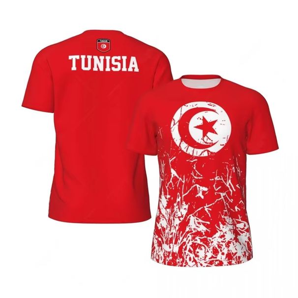 Tunisia Flag Football T Shirts For Men Fashion Summer National Emblem 3D Printed Jersey Casual Quick Dry Breathable Tees_desvips.com