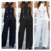 Women's new fashion casual backless solid color sleeveless suit wide-leg pants two-piece suit_desvips.com