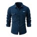 2025 Men's Spring And Autumn New European Size Washed Stretch Cotton Casual Fashion Long Sleeve Shirt_desvips.com