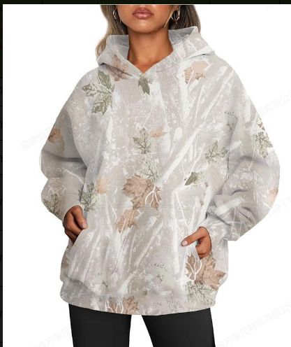 Sweatshirt Cool Internet Celebrity Hooded Leaf New Hot-Selling Printed Top Jacket_desvips.com