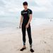 2026 New Adult Men's Two-Piece Swimsuit Set, Tight-Fitting Short-Sleeve Swimwear For Beach Surfing, Wholesale From_desvips.com