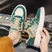 Men's Chinese Style Paisley Print Low Top Sneakers Green Beige Casual Fashion Shoes 39-44_desvips.com