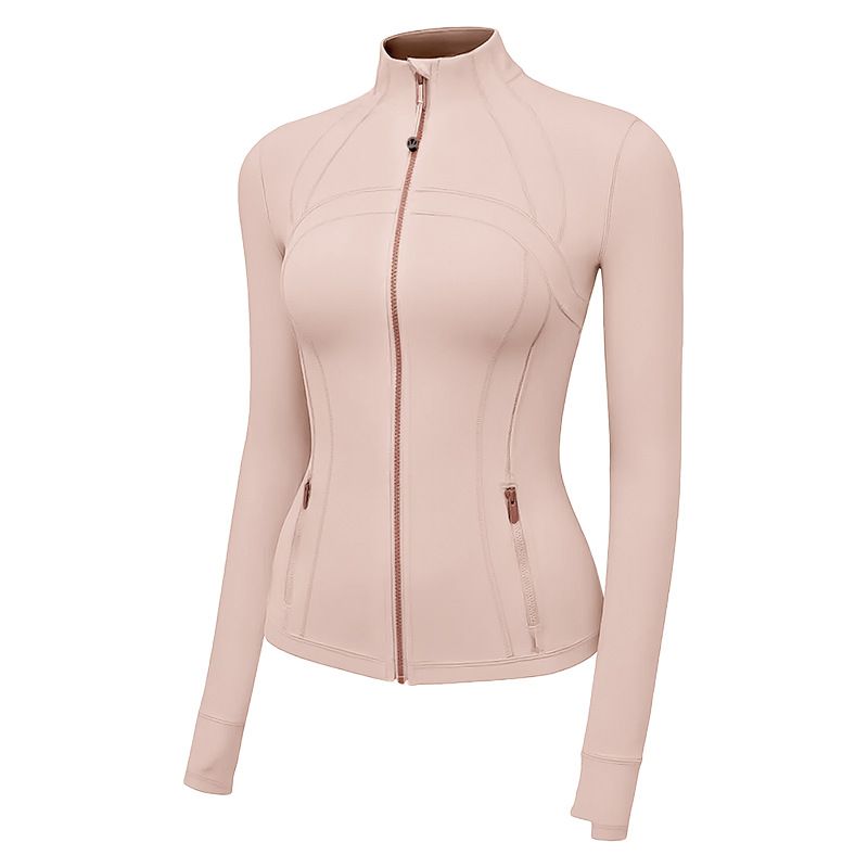 Women's Activewear New Spring/Summer 2.0 Stand Collar Gold Zipper High Elastic Outdoor Running Long Sleeve Yoga Wear Sports Jacket For Women_desvips.com